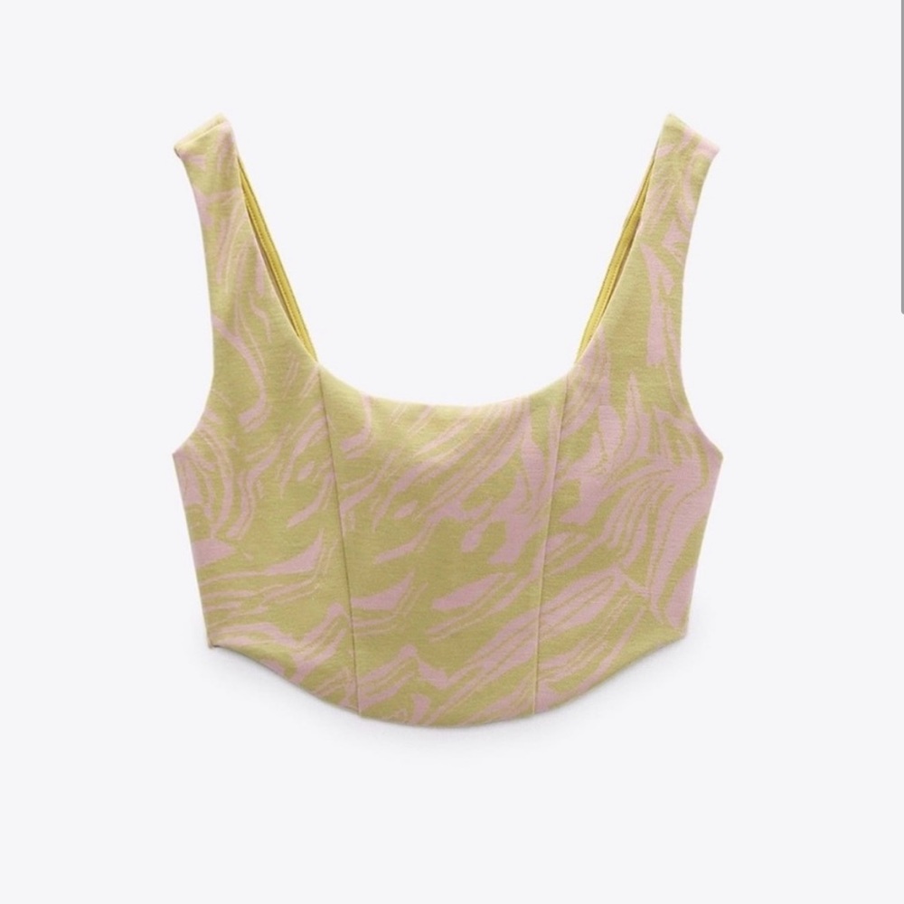 ZARA Pink and Green Cropped Tank